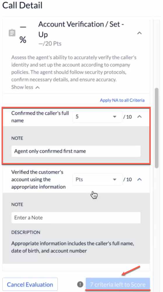 Call Evaluation Forms