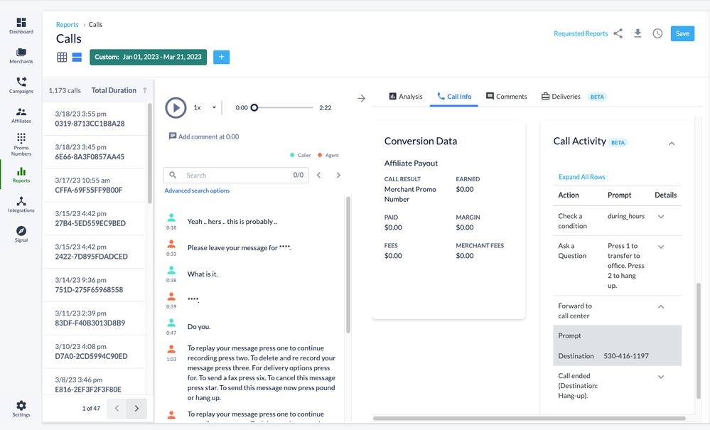 Call Activity Tracking
